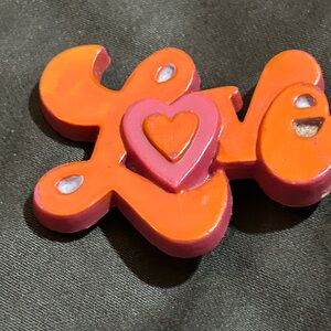 Vintage Hallmark Pink and Orange Love Brooch